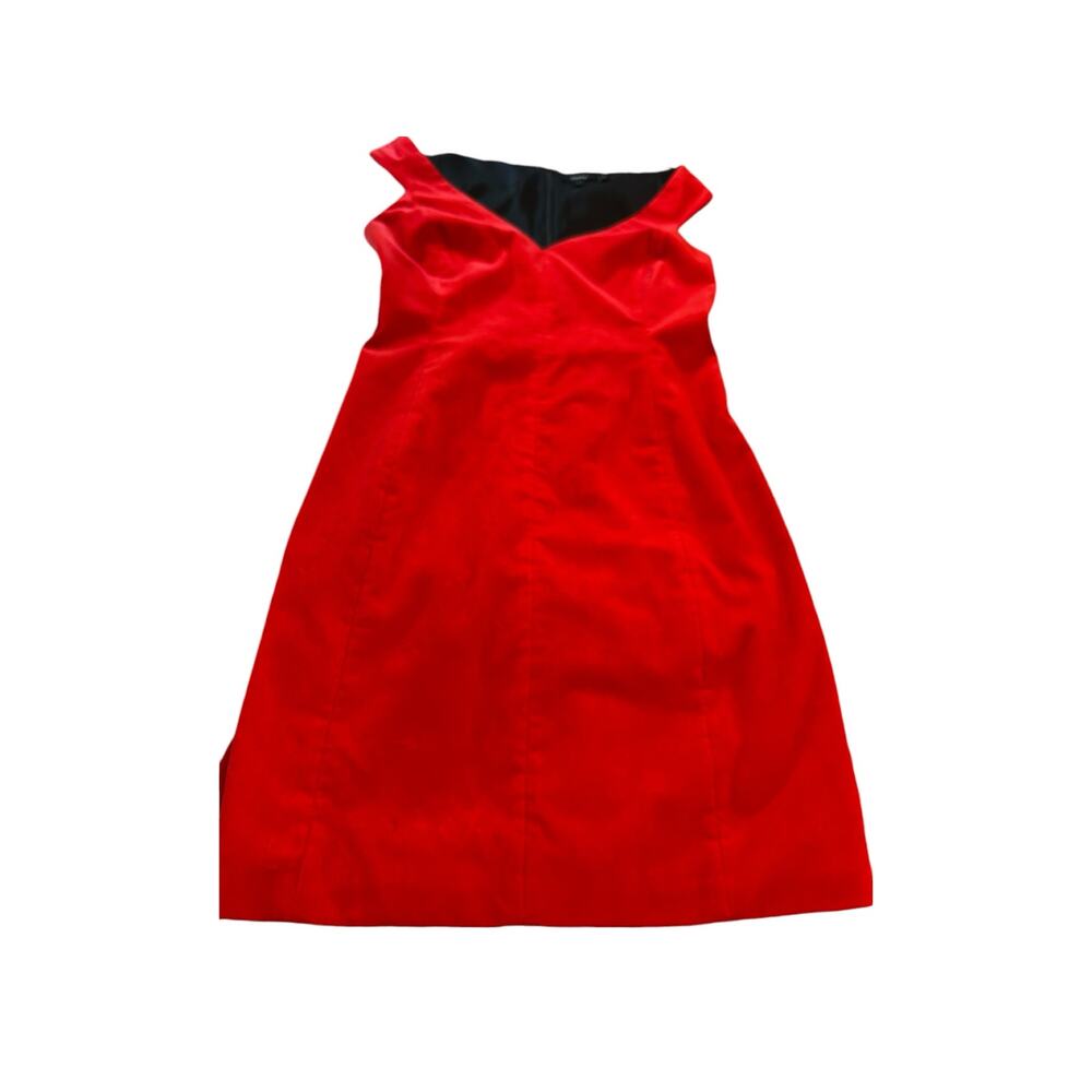Theory Red Velvet Sleeveless Off Shoulder Dress - Size 4 - Picture 13 of 14